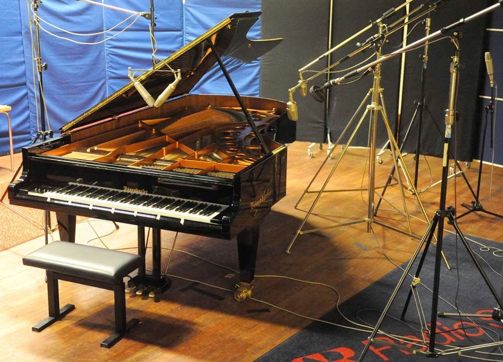 A Bösendorfer Grand Imperial being recorded for the Nord Piano Library at the Swedish National Radio studio.